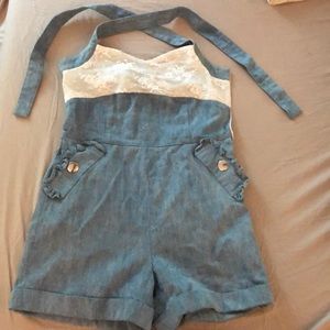 Betsey Johnson blue jean jumper
